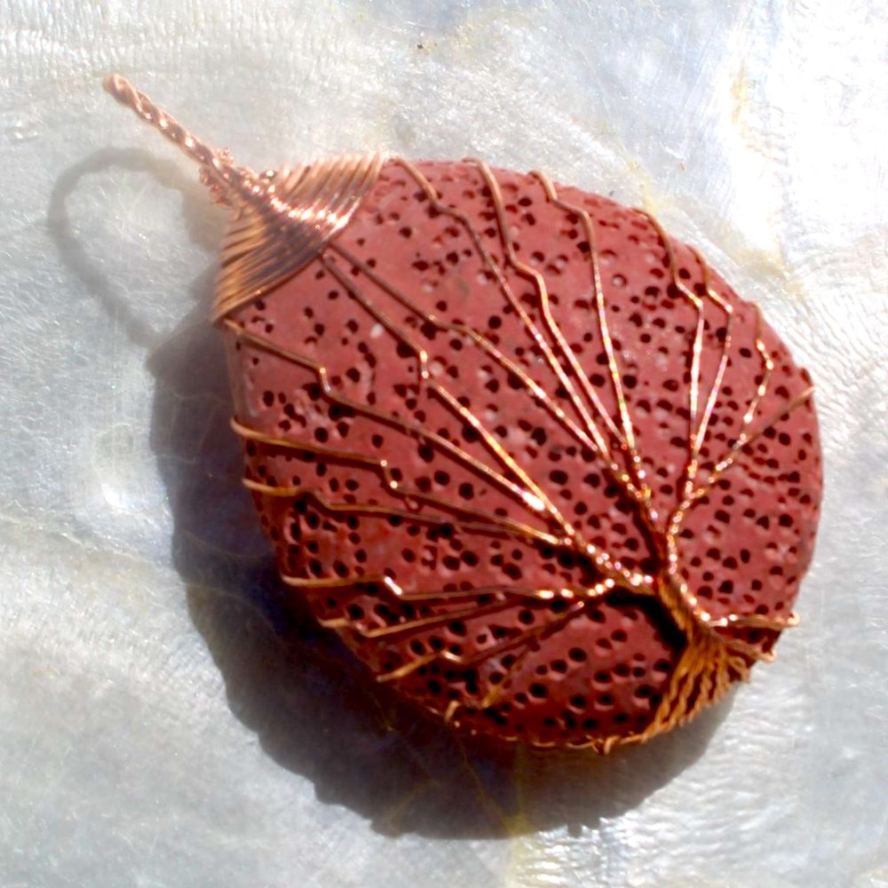 Plum Teardrop Dye Lava Rock Pendant/ Essential Oil